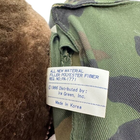 Vintage 1986 U.S. Army Camouflage Teddy Bear 20in With Dog Tags and  Boots READ - Picture 4 of 11